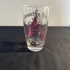 1953 Glass Tumbler  Queen Elizabeth II's Coronation Purple