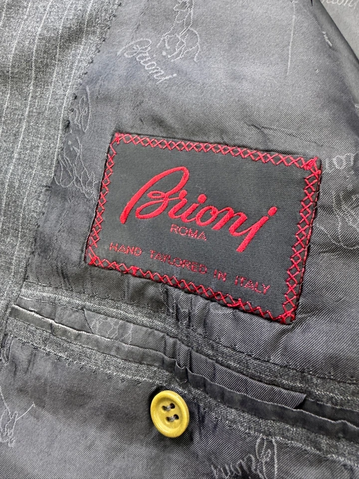 Blazer Brioni Para Hombres 52R Gris Lana A Rayas Nomentano Abrigo Deportivo Chaqueta Italia Foto 3 de 4