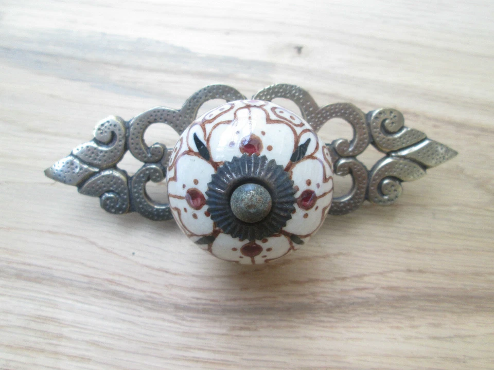 Ceramic knob cast iron vintage cabinet cupboard chest drawer knobs pull handles - Image 4 of 4