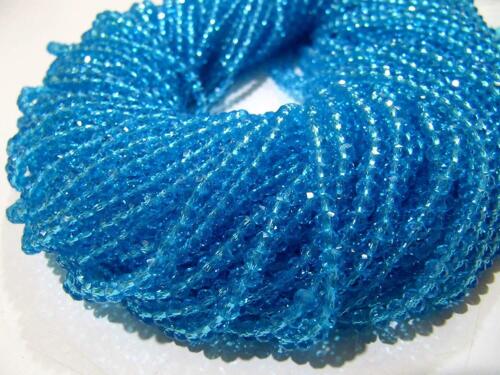 Blue Topaz Hydro Quartz Rondelle Faceted beads 3-4mm Beads strand has 100 beads - Picture 1 of 5