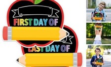 First and Last Day of School Chalkboard, 9.5"x11.8" Double Sided Pencil Back