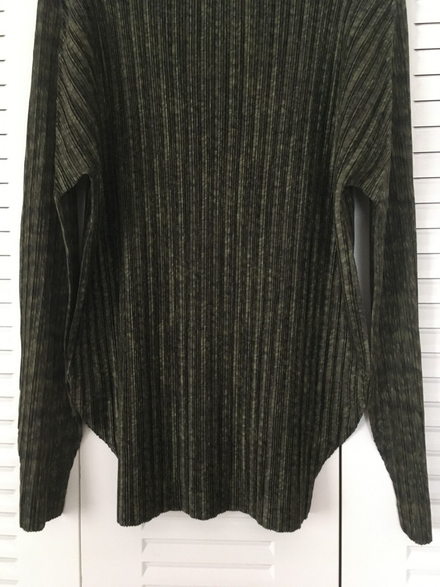 ISSEY MIYAKE Pleats Please Long Sleeve Unisex Top Dark Green