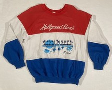 Vintage Hollywood Beach Florida Sailboat Palm Tree USA Sweatshirt XL
