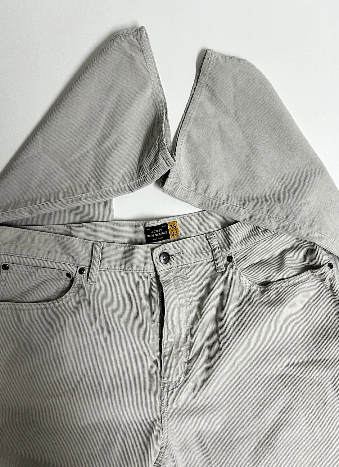 J Crew Slim Straight Corduroy Pants Beige Men 38X32 Casual 100% Cotton