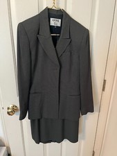 KASPER Skirt Suit Set Size 8P Two piece set Green/Black Open Front