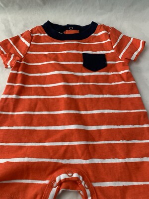 Gerber Baby Boy 1 Piece Onesie 0 Month Baby 5-8 lbs Orange Stripe          A19-1