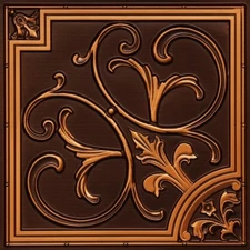 # 204 - Antique Copper 2'x2' PVC Decorative Ceiling Tile Glue Up/Grid
