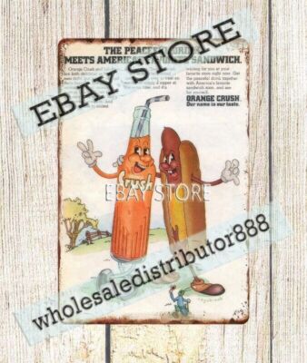1971 Orange Crush Mr. Hot Dog soda fountain nostalgia metal tin sign wall signs
