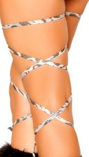 Womens Thigh Wraps, Leg Bands, Leg Straps - Silver Leopard
