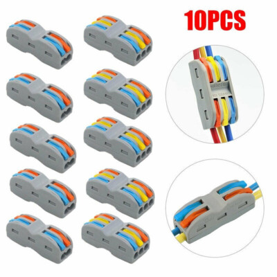 10PCS SPL-2/3 REUSABLE SPRING LEVER TERMINAL BLOCK ELECTRIC CABLE WIRE CONNECTOR