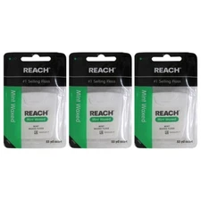 3 x Reach Mint Waxed Floss – 55 Yards of Strong, Shred-Resistant Dental Care