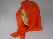 Vintage Art of the Scarf Italian 32" x 30" Tangerine w/ Darker Accents Poly D25