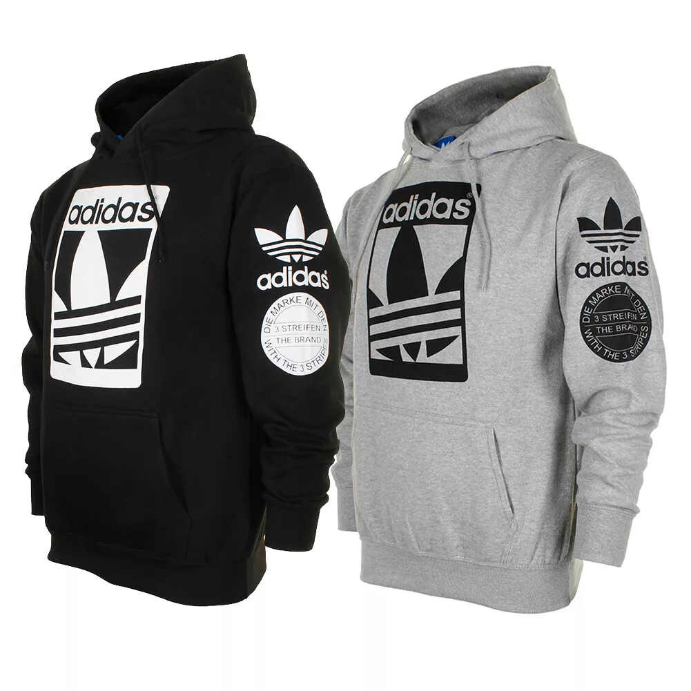 Adidas Men's Original Trefoil Street Graphic Front Pocket Active Pullover  Hoodie