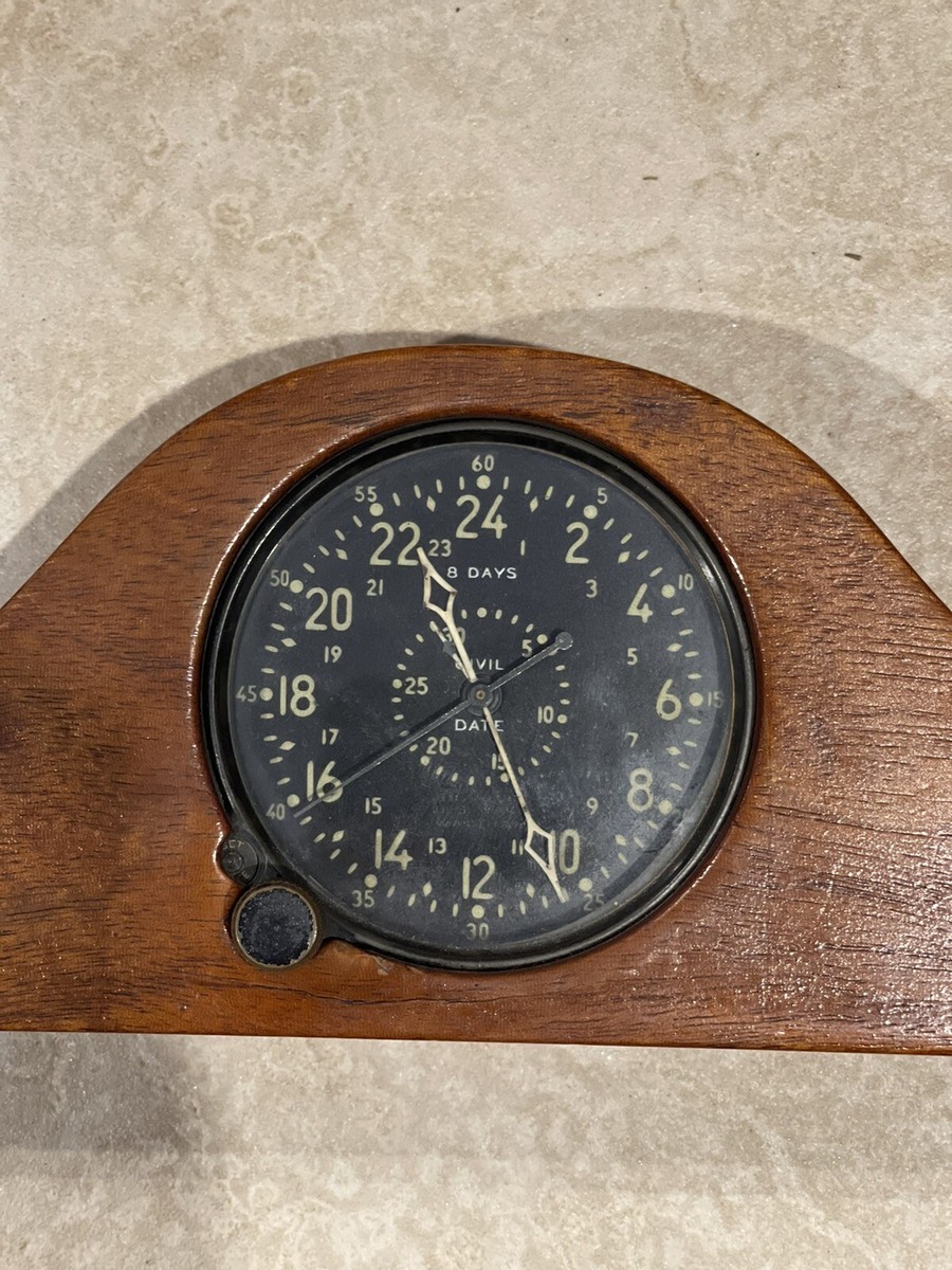 Vintage Waltham U.S. Navy Military Aircraft Clock 8 Day Civil Date