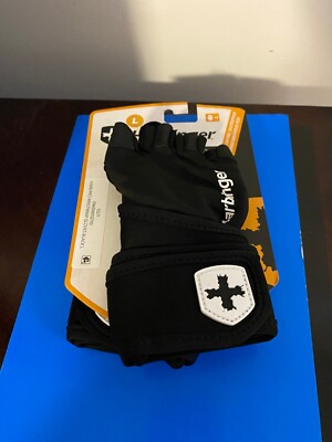 NEW HARBINGER ANTI-SLIP FINGERLESS BLACK WEIGHT LIFTING GLOVES- SIZE LARGE