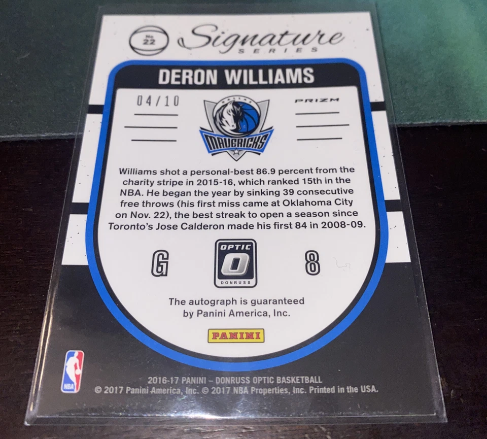 Donruss Optic Gold 签名 Deron Williams 签名金 SSP/10 爵士小牛网 — 第 2/2 张图片