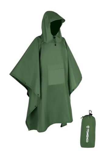 Lightweight Green Multifunctional Raincoat with Hood for Hiking Cycling-image