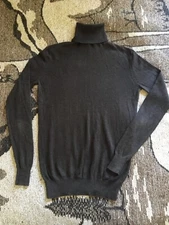 Moda International Brown Silk Blend Turtleneck Sweater Size M 