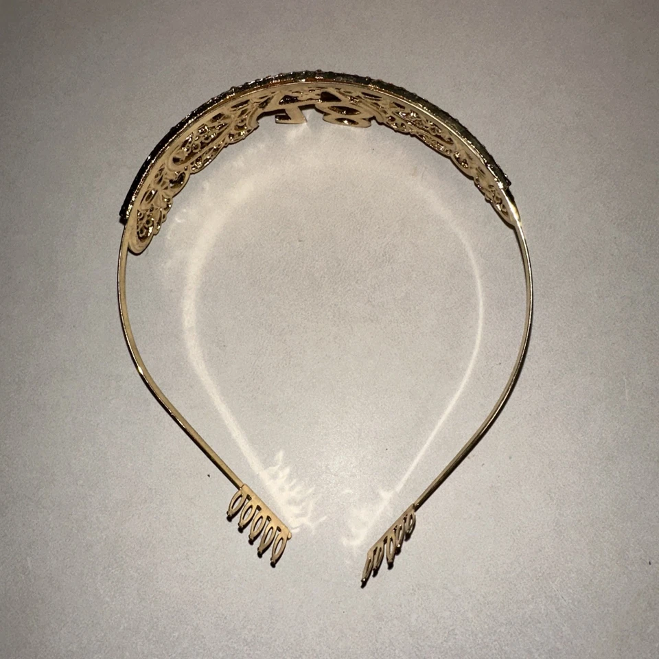 Happy 18th Birthday Golden Rhinestone Tiara Crown Cake Topper Stake - Image 3 of 4