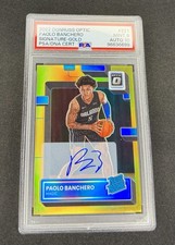 2022 Paolo Banchero Donruss Optic Gold Prizm Rookie Auto Signature 1/10 PSA 9