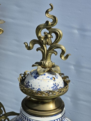 Delft Blue And White Clock Set Graniture Timepiece Movement Impressive Size 80cm - Picture 22 of 24