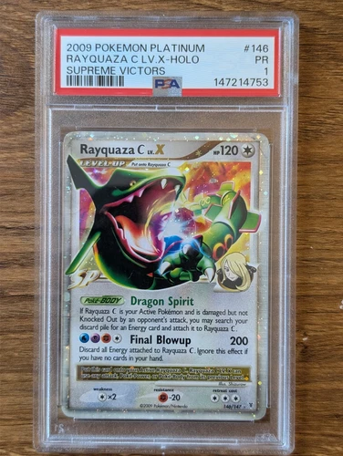 2009 Pokemon Platinum PSA 1 Rayquaza C LV.X  #1456 Holo FRESH CASE SLAB