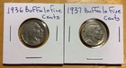 1936 & 1937 Buffalo Nickel Lot: 2 Coins Circulated Five Cent Pieces – Nice Set