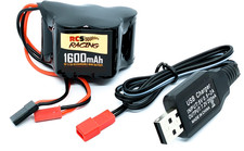 6v NiMH 1600mAh RC Hump Rechargeable Battery + USB Charger  - JST / Futaba UK