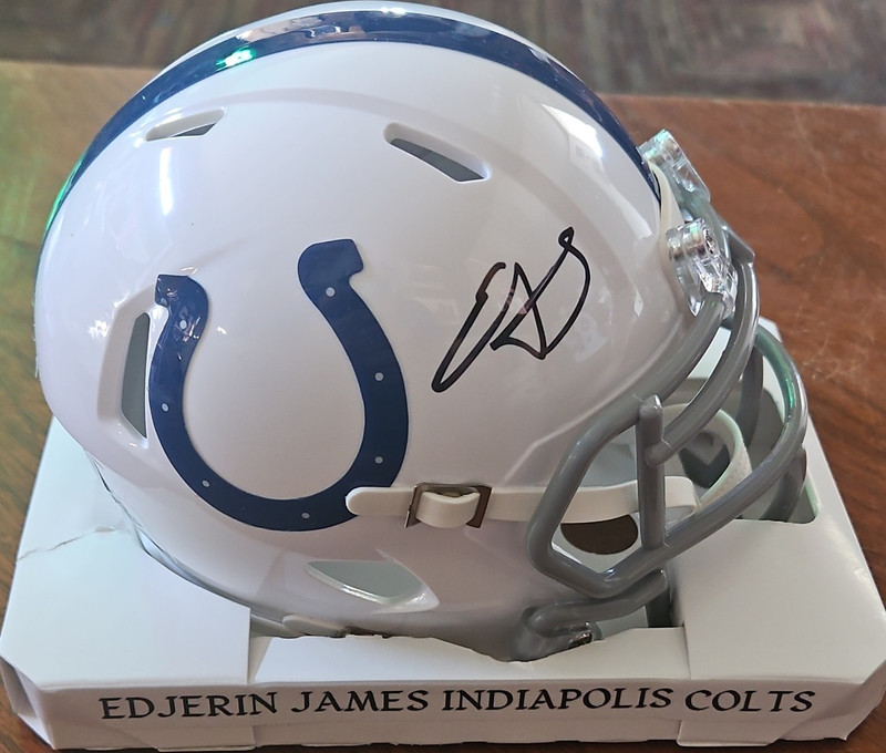 Edgerrin James Indianapolis Colts Helmet autograph BAS Witness authentication