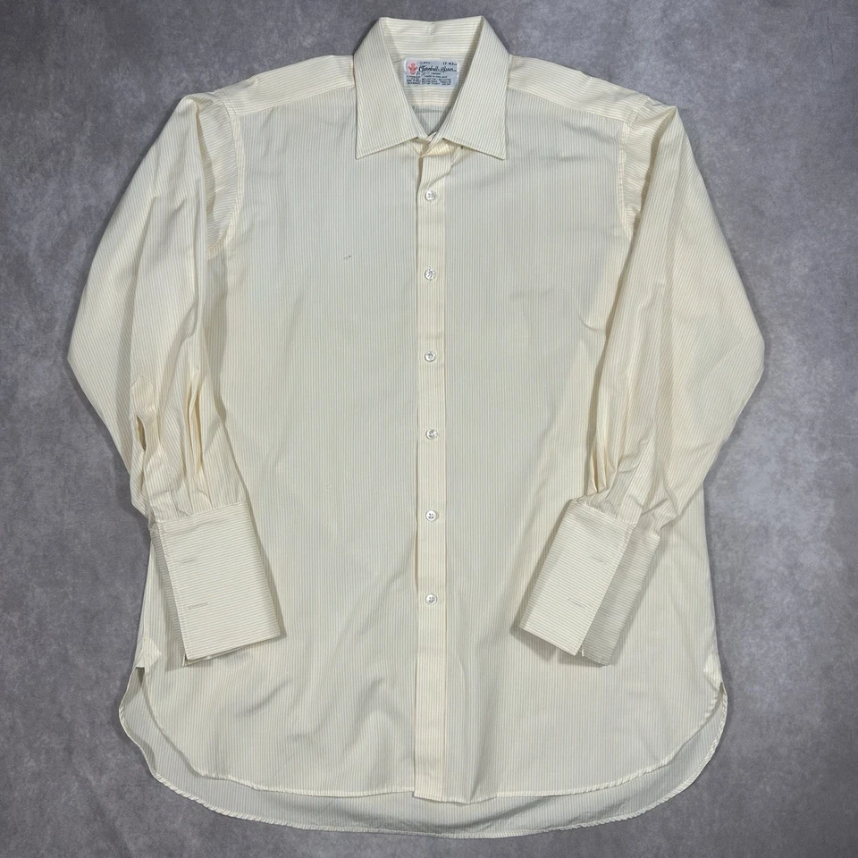 Camisa de Vestir Turnbull & Asser Blanca con Rayas Verticales Amarillas 17 - 43 Cm Foto 3 de 4