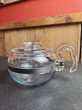 Vintage Pyrex Tea Pot Kettle Lid Clear Glass #8336 Made in USA Flameware 6 Cup