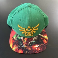 Zelda Ocarina of Time Hat Cap Snap Back Green One Size Gamer Gaming