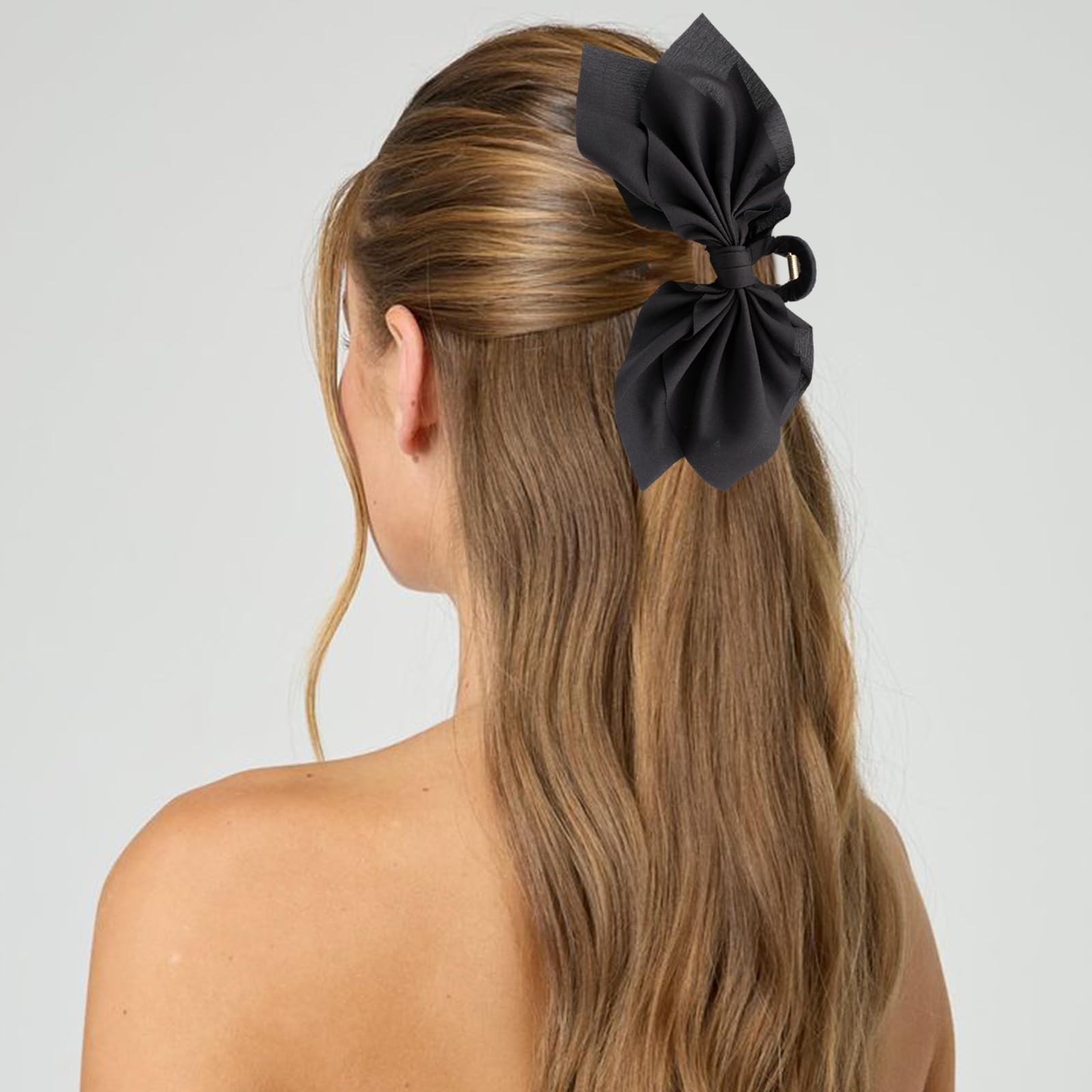 Hadutrek Bow Claw Clips Black White 3PCS Big Hair Bows for Women Thick Hair