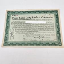 1927 United States Dairy Products Corporation Stock Subscription Warrant