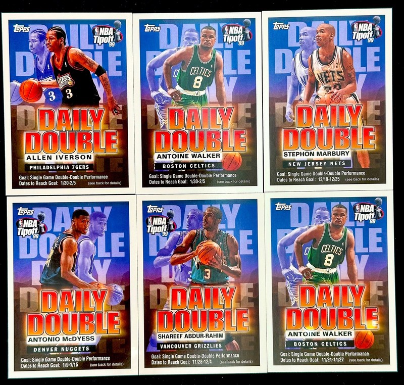 1999 TOPPS DAILY DOUBLE NBA TIPOFF '99 LOT OF 6 MINT SWEEPSTAKE CARDS-IVERSON+!!