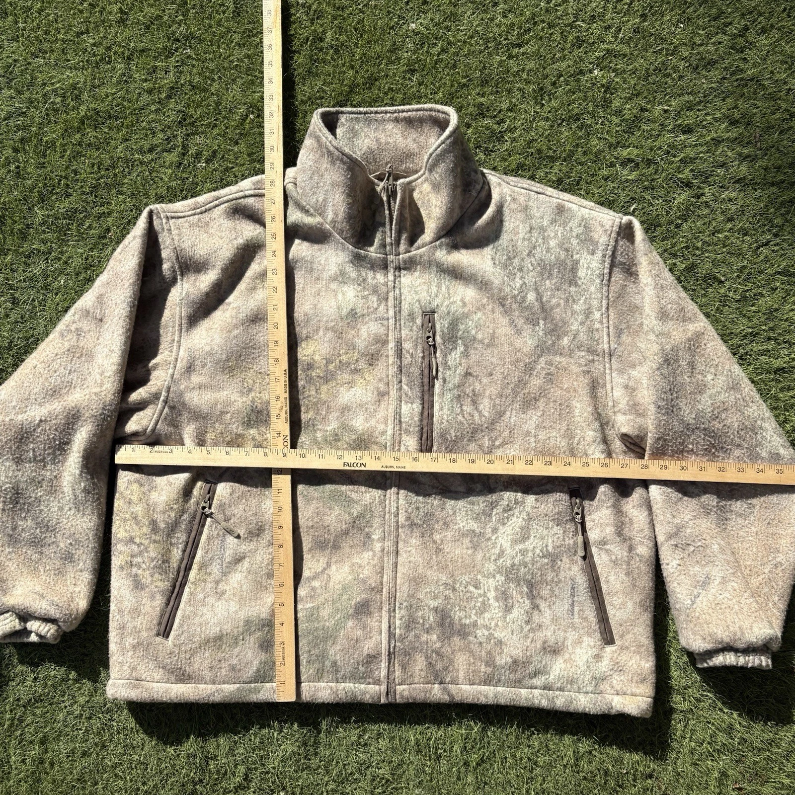 Cabela's Outdoor Gear Men's 2XL Camo Fleece Jacket Full Zip Pockets image 2