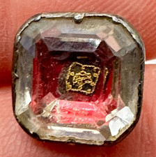 17th Century Stuart Crystal 12mm Pink Red Gold Cipher Breeches Button