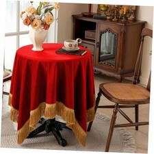 Tablecloth Thickset Velvet Tablecloth with Beautiful 60" x 60" Square Red