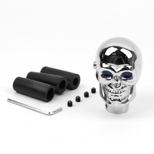 Blue Eyes Led Lights Gear Shift Knob Universal Chrome Skull Manual Lever Stick