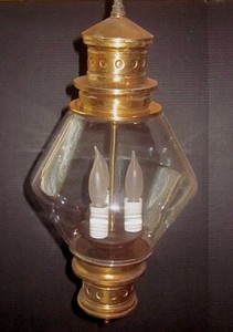 MCM 1950s Chandelier 21-1/2 inch Pendant Swag Lamp Brass Conical Taper Vtg Retro