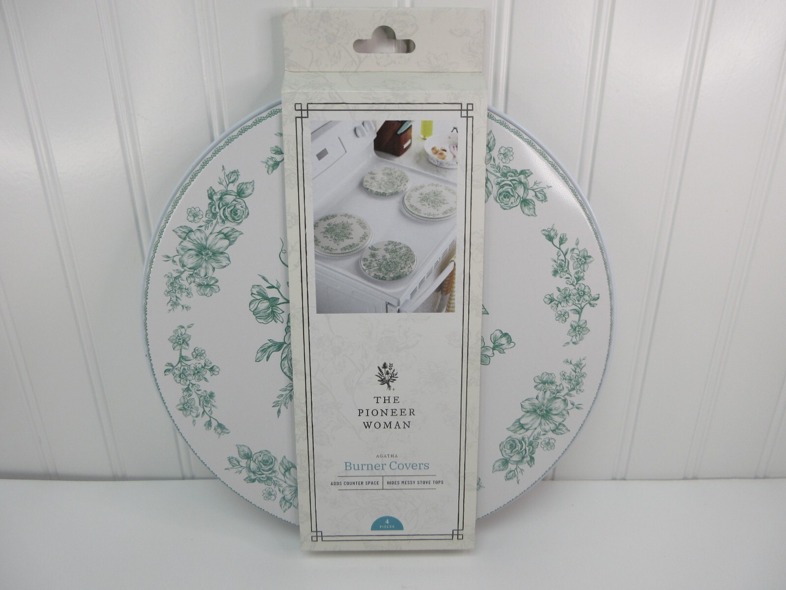 Floral Green White 4pcs New