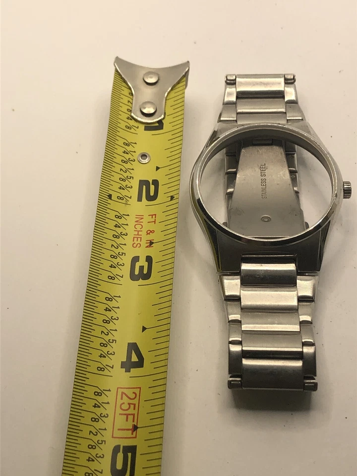 Piezas de reloj reliquia caja de 42 mm sin cristal correa de 20 mm con cierre tono plata GY322 Foto 2 de 4