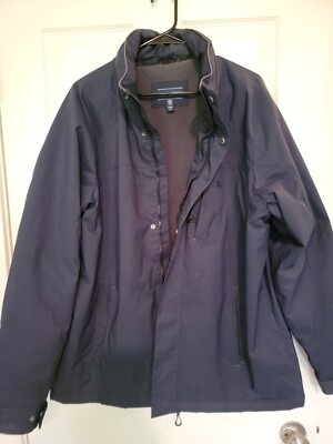 IZOD Jacket Men's XL Blue Full Zip Lined Winter Coat With Hood