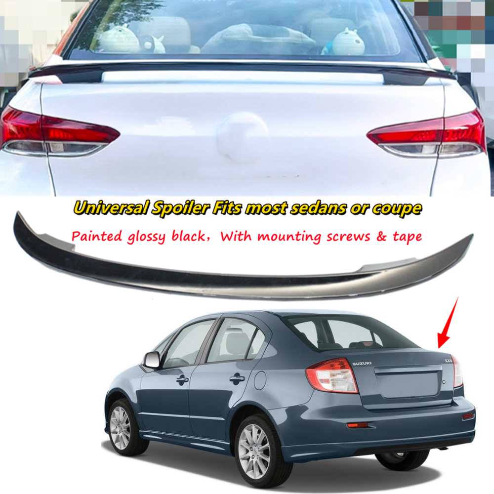 Fit For 2008-12 Suzuki SX4 Sedan Black Rear Trunk Racing Spoiler