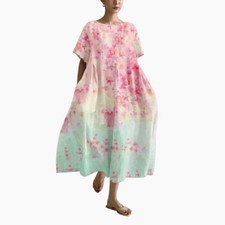Women Summer Holiday Flower Dress Ladies Floral Beach Loose Sundress