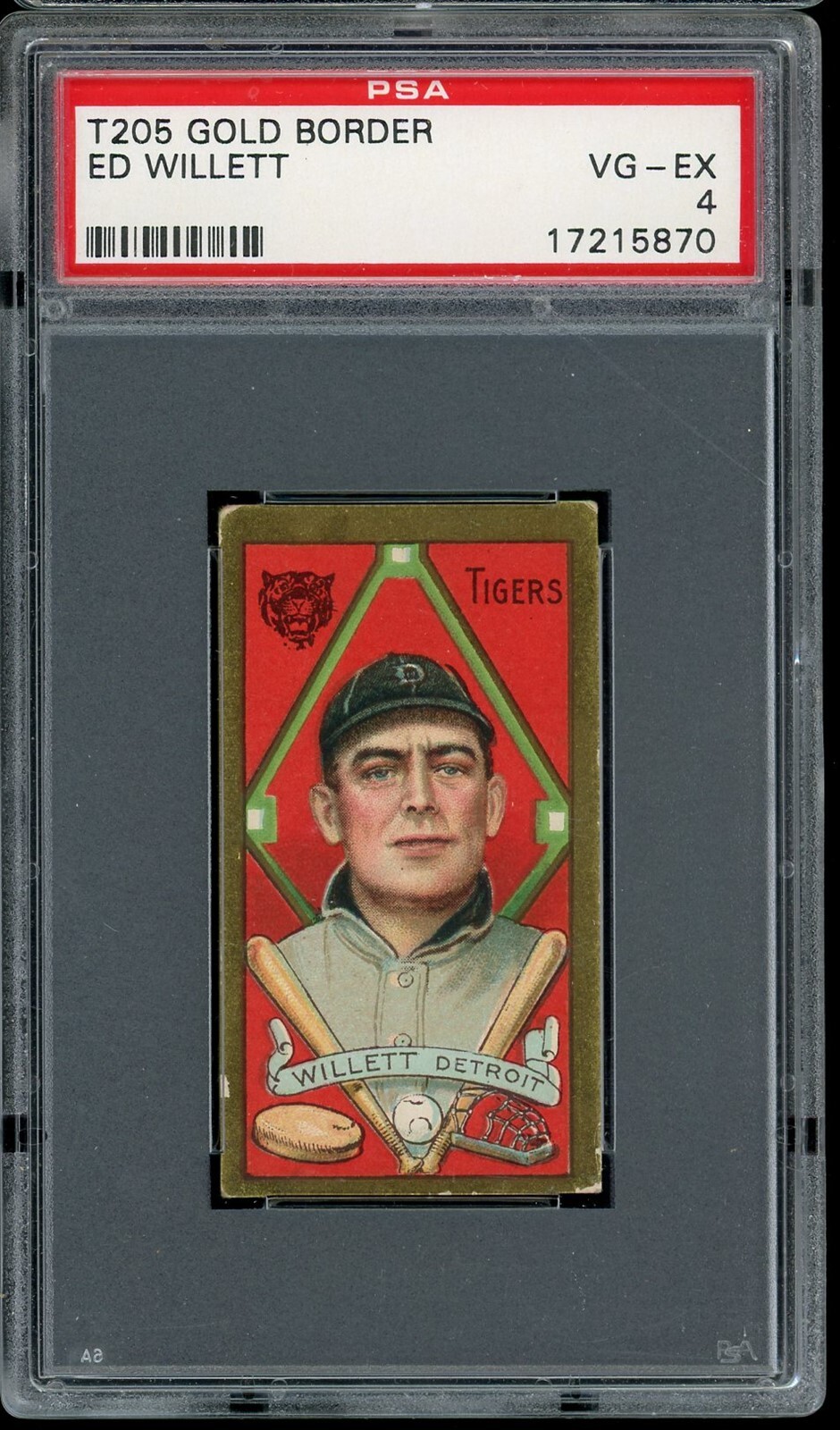 1911 T205 Gold Border Baseball Ed Willett PSA 4