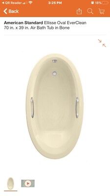 American Standard Ellisse Oval EverClean Air Bath Tub in Bone