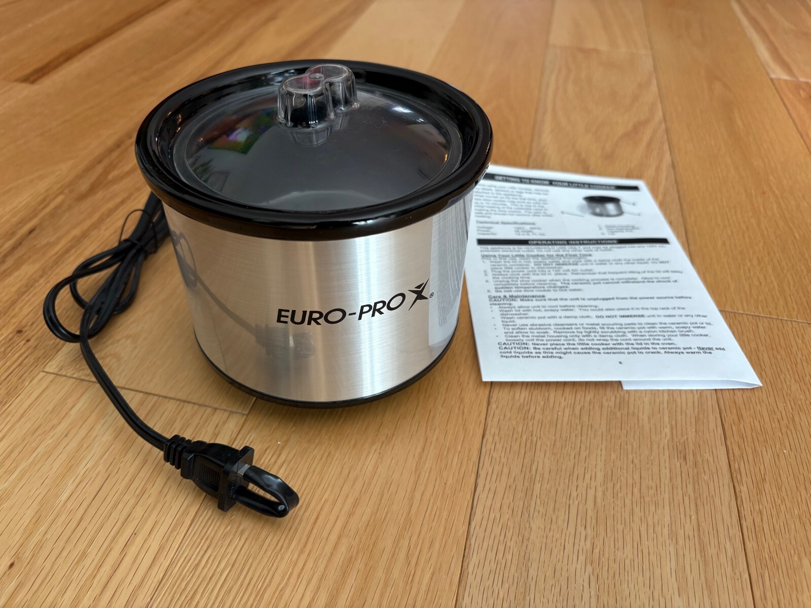 NEW EURO-PRO X Mini Crock Pot Slow Cooker SCR-05 Stainless Black Crockpot 35W