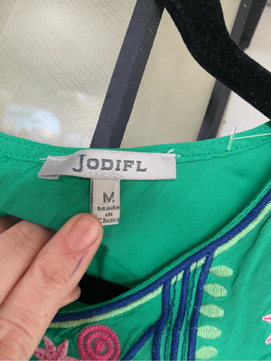 JODIFL Green Embroidered Pink Floral Sun Dress Size Medium | eBay