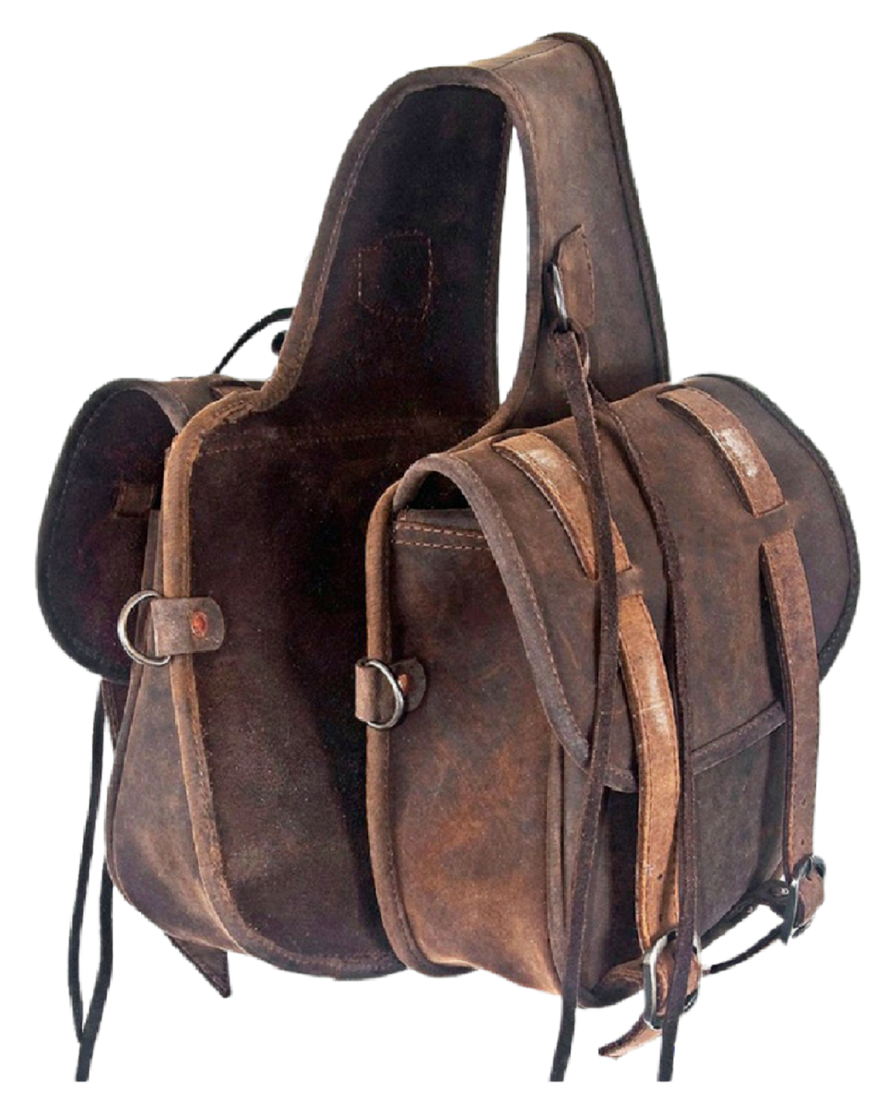WESTERN SADDLE BAG HORSE COW HIDE GENUINE LEATHER TRAIL TOOLING CARVING F/SHIP